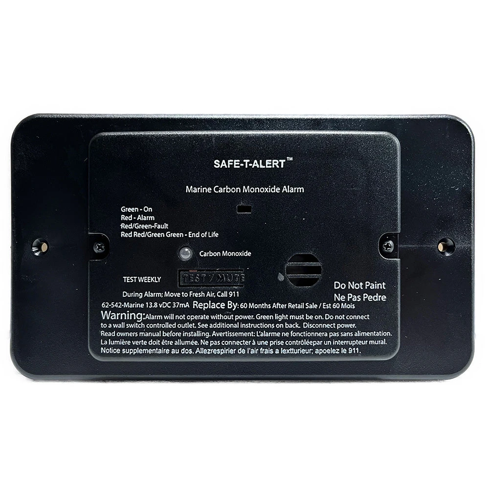 Safe-T-Alert 62 Series Marine Carbon Monoxide - Black - Flush Mount - 12V W/Relay & Trim Ring 3 Safe-T-Alert 62 Series Marine Carbon Monoxide - Black - Flush Mount - 12V W/Relay & Trim Ring
