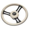 Schmitt & Ongaro Torcello Elite 14" Wheel - Beige Leather & Cap - White Stitching - Black SS Spokes - 3/4" Tapered Shaft