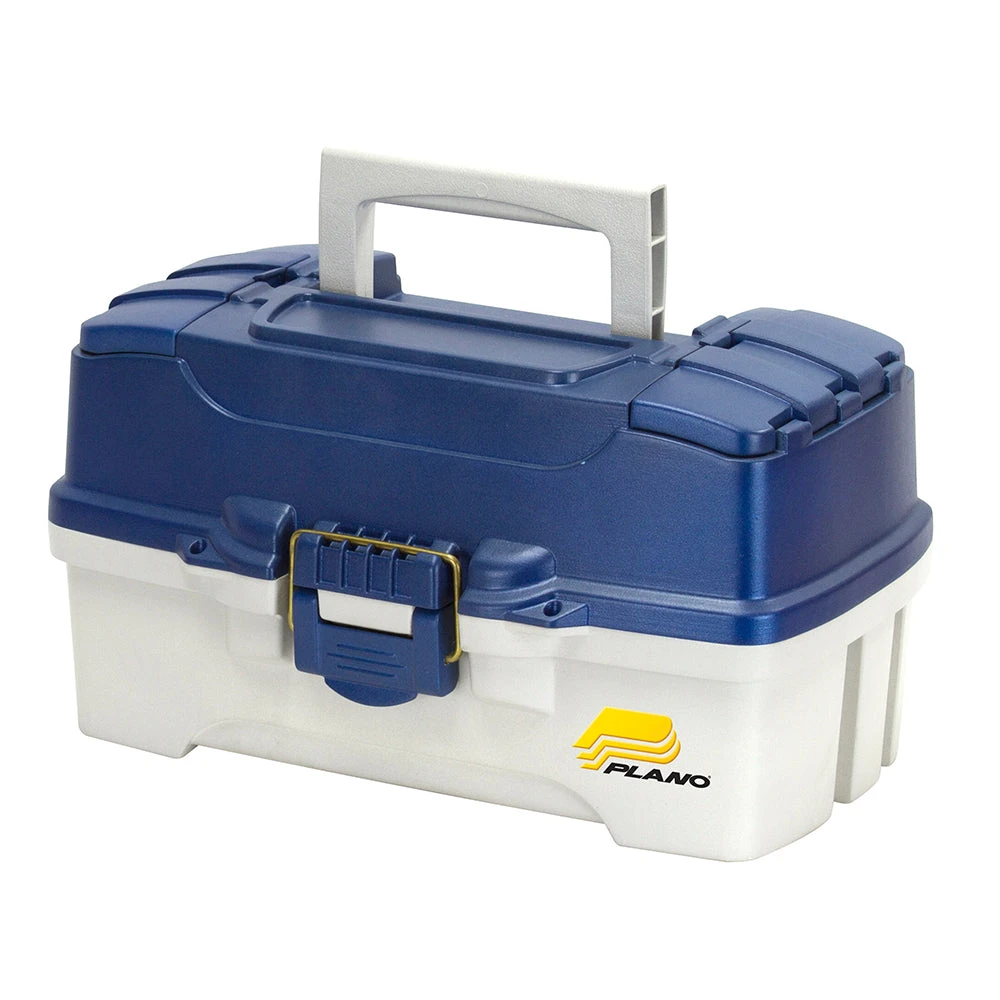 Plano 2-Tray Tackle Box W/Duel Top Access - Blue Metallic/Off White 3 Plano 2-Tray Tackle Box W/Duel Top Access - Blue Metallic/Off White