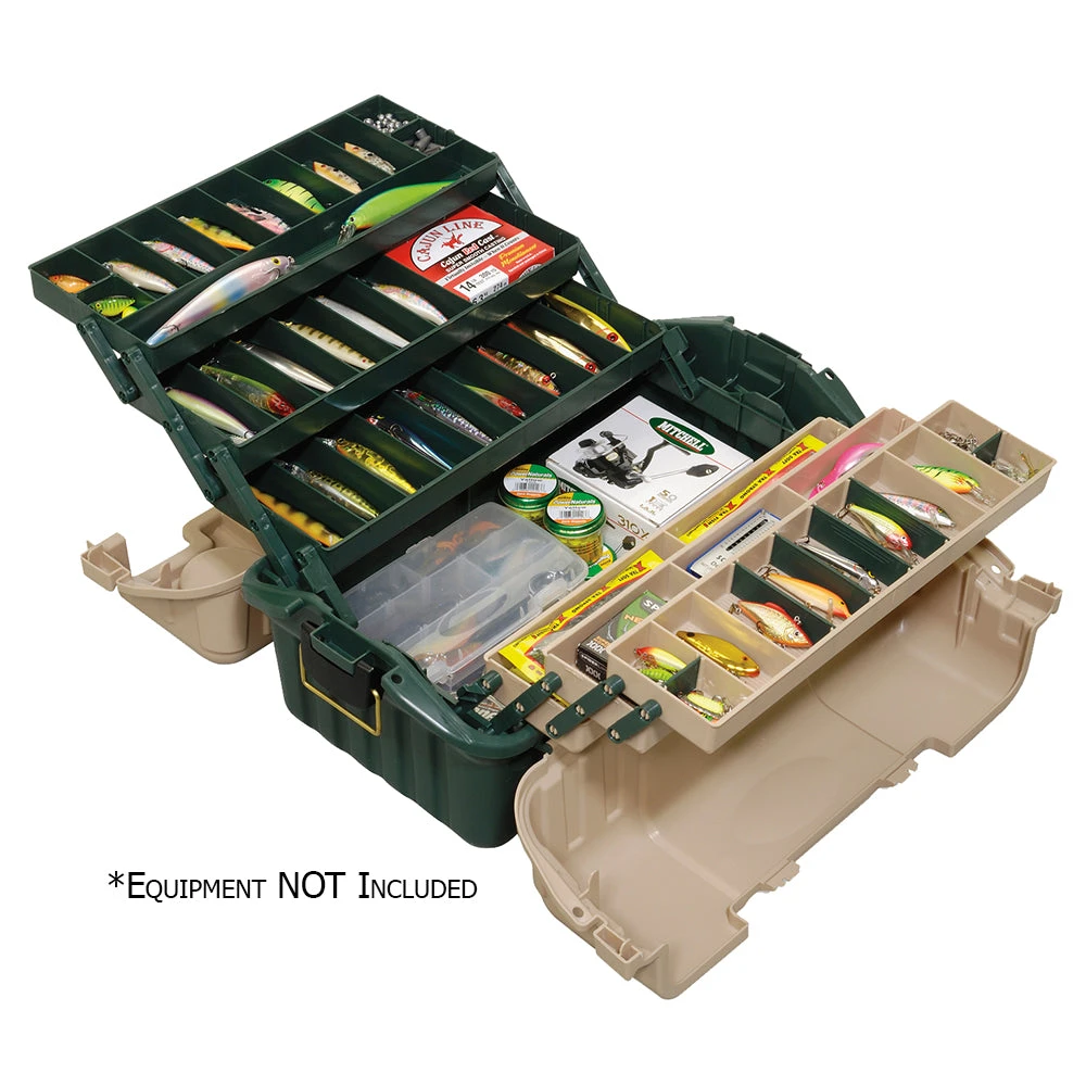 Plano Hip Roof Tackle Box W/6-Trays - Green/Sandstone 3 Plano Hip Roof Tackle Box W/6-Trays - Green/Sandstone