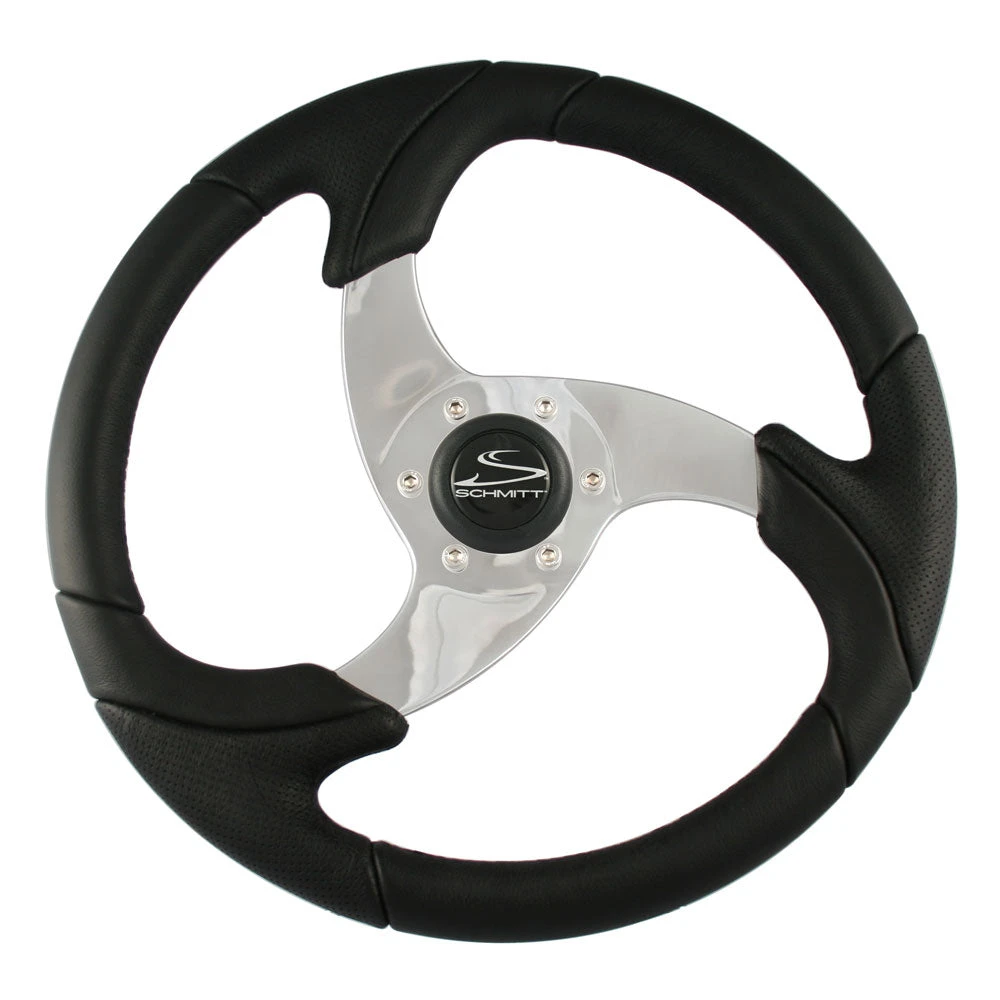 Schmitt & Ongaro Folletto 14.2" Black Poly Steering Wheel W/ Polished Spokes And Black Cap - Fits 3/4" Tapered Shaft Helm 3 Schmitt & Ongaro Folletto 14.2" Black Poly Steering Wheel W/ Polished Spokes And Black Cap - Fits 3/4" Tapered Shaft Helm