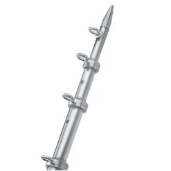 TACO 8' Center Rigger Pole - Silver W/Silver Rings & Tip - 1-1/8" Butt End Diameter
