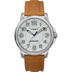 Timex Men's Expedition&reg; Metal Field Watch - White Dial/Brown Strap